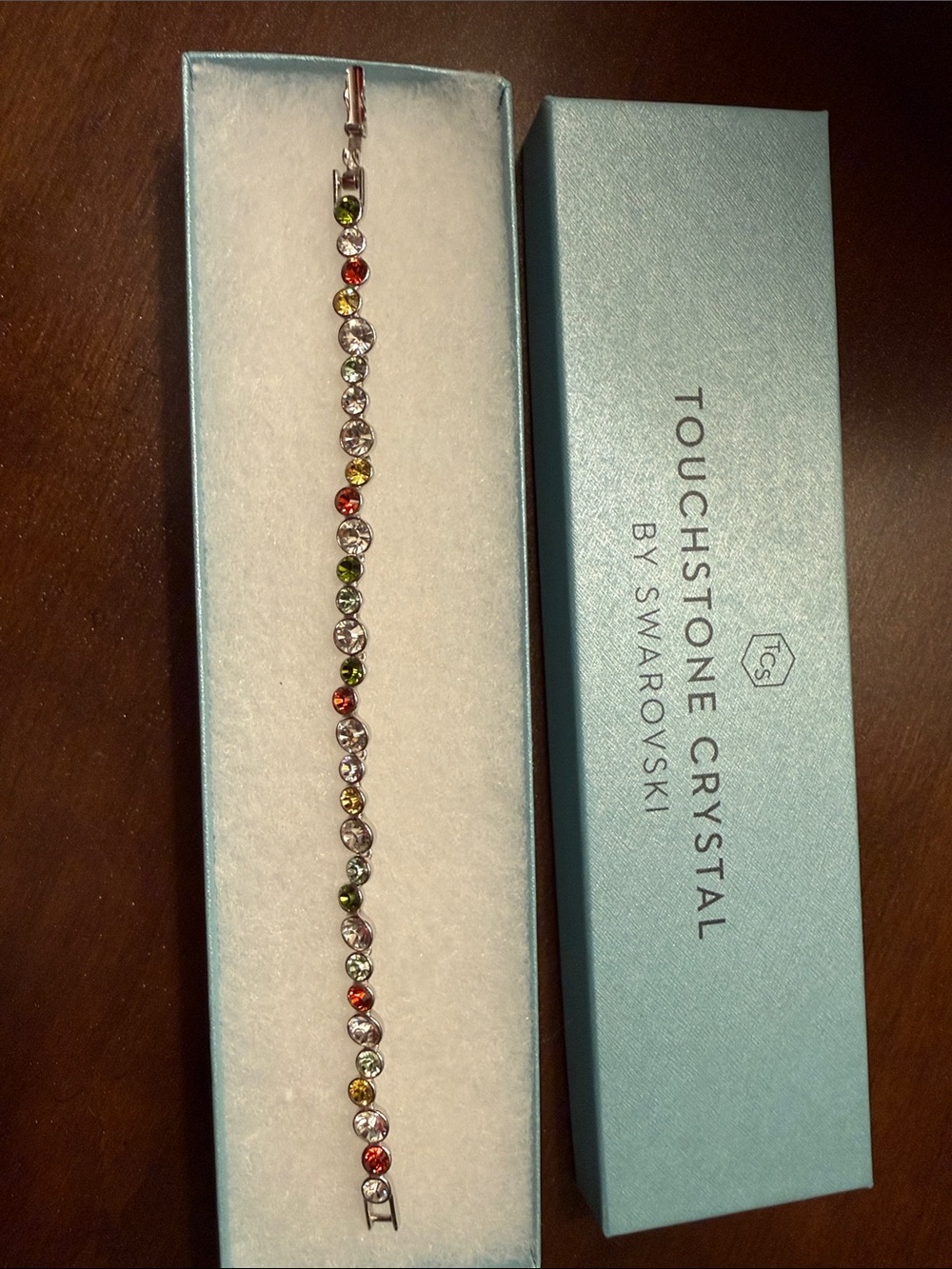 Touchstone Crystal Multicolor and Clear Crystal Station Bracelet